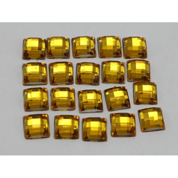 U8MO 500 Acrylic Flatback Faceted Square Rhinestone Gem 6X6mm NO Hole Color Choice-Gold