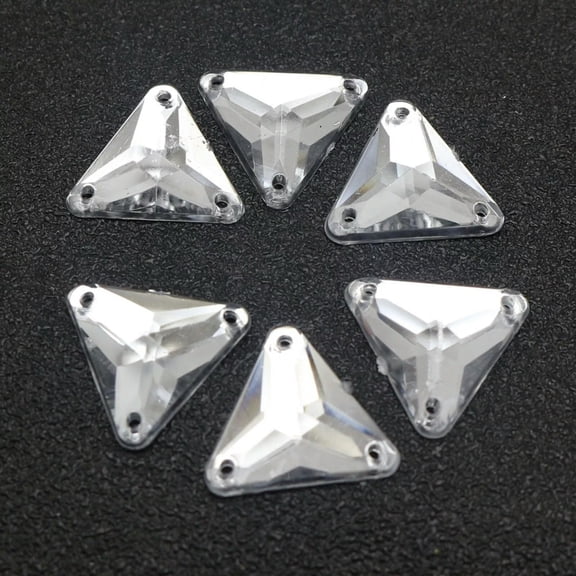 U8MO 500 Clear Flatback Acrylic Triangle Sewing Rhinestone Button 16mm Sew on beads
