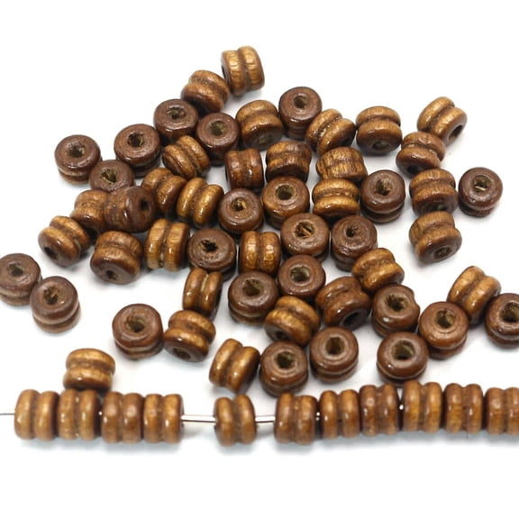 U8MO 500 Coffee Colour 6X5mm Fluted Column Heishi Wood Beads~Wooden Bracelet Making