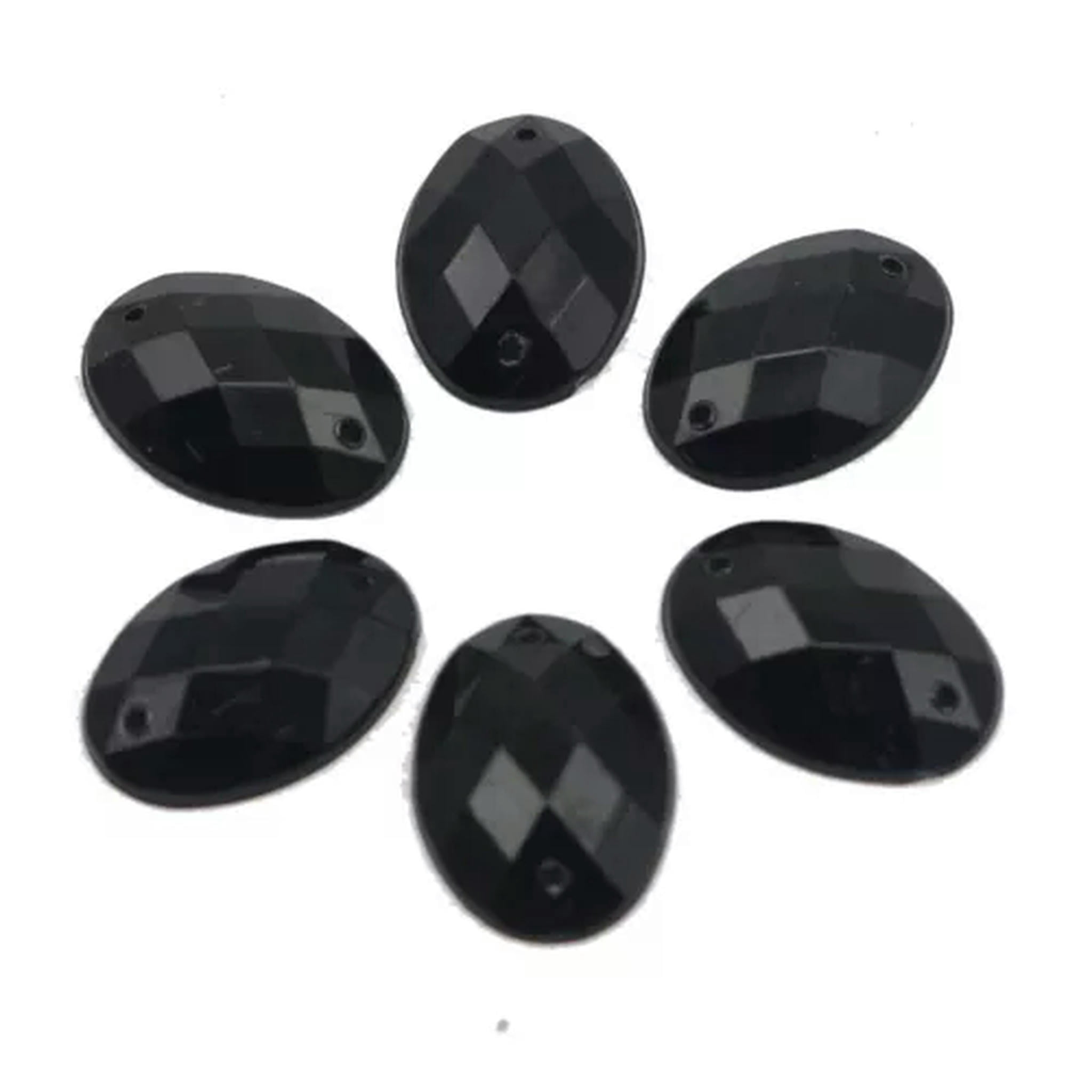 U8MO 500 Flatback Acrylic Faceted Oval Sewing Rhinestone Gems 13X18mm Sew on beads-Black