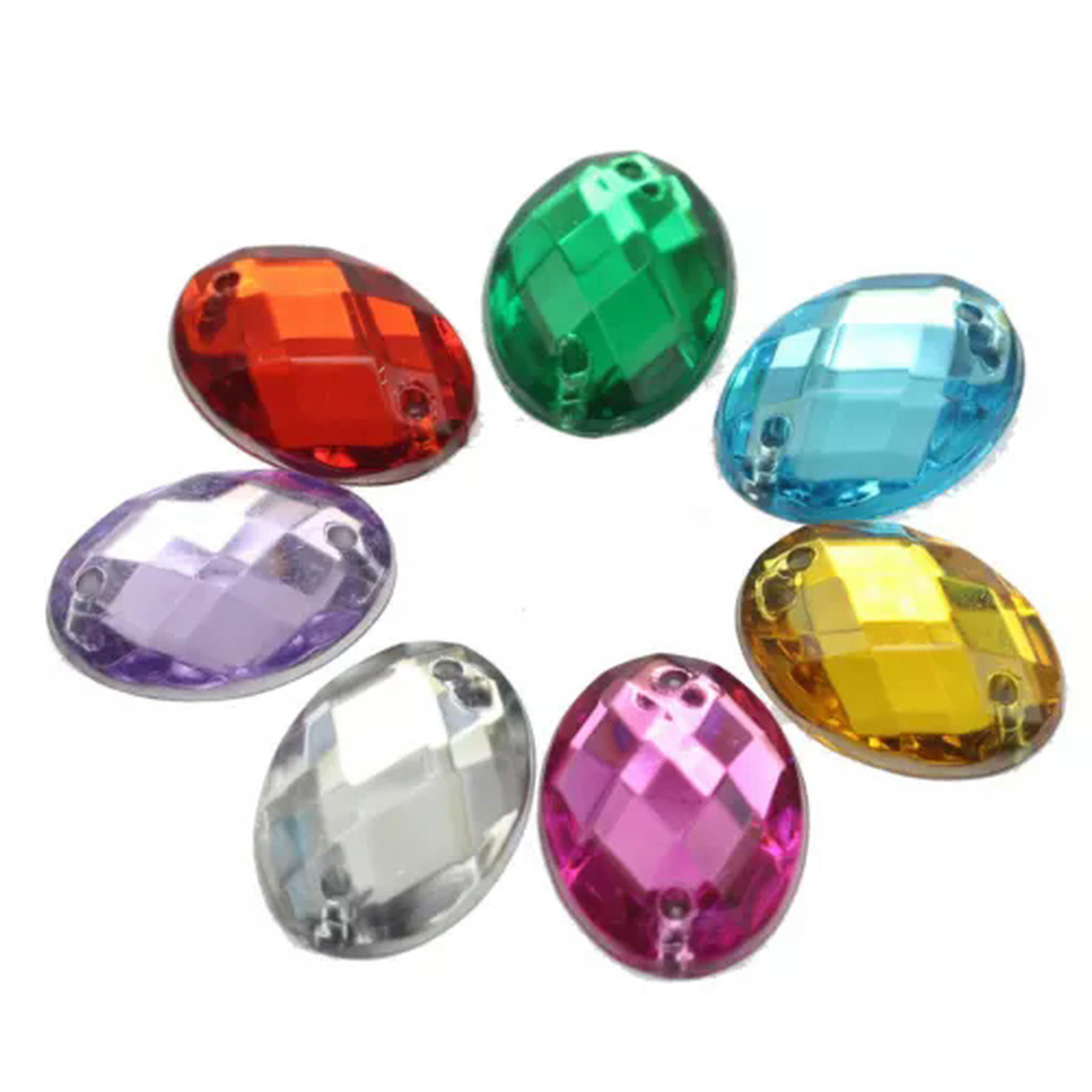 U8MO 500 Flatback Acrylic Faceted Oval Sewing Rhinestone Gems 13X18mm Sew on beads-Mixed Colour