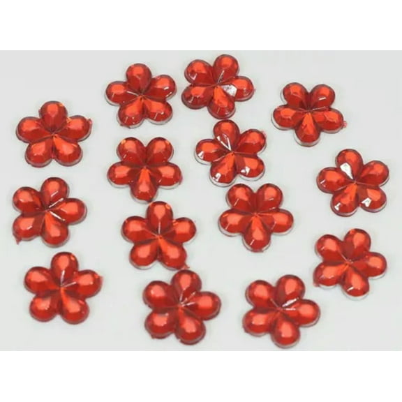 U8MO 500 Flatback Flower Rhinestone Gems 10mm Cabachons Embellishments Color Choice-Red