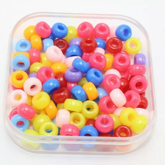 U8MO 500 Mixed Bright Color Acrylic Barrel Pony Beads 7X4mm for Kids Craft Kandi