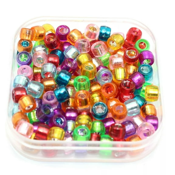 U8MO 500 Mixed Color Silver Foil Pony Barrel Beads 6X4mm for Kandi Bracelets Craft