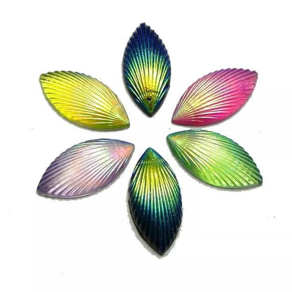 U8MO 500 Mixed Color With Luster AB Shell Acrylic Flatback Horse Eye Cabochons 7X14mm