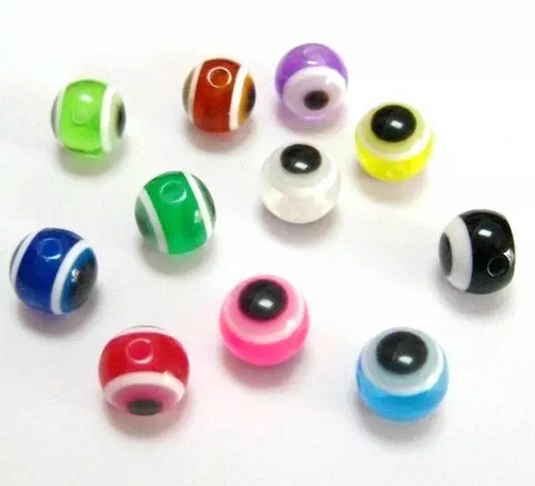U8MO 500 Mixed Colour Acrylic Evil Eye Ball Round Beads 10mm Jewelry Craft DIY