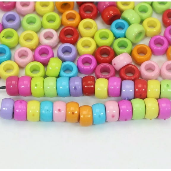 U8MO 500 Mixed Opaque Colour Acrylic Barrel Pony Beads 8X5mm for Kids Craft Kandi