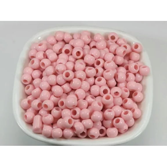 U8MO 500 Pastel Color Acrylic Round Pony Beads 6X4mm for Kids Craft Kandi Bracelet-Pink