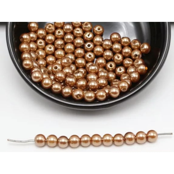 U8MO 500 Pcs 6mm Plastic Faux Pearl Round Beads Imitation Pearl Color For Choice-Coffee