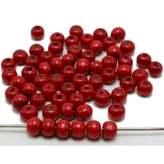 U8MO 500 Round Wood Beads 8mm Wooden Spacer Beads Jewelry Making Color Choice-Red