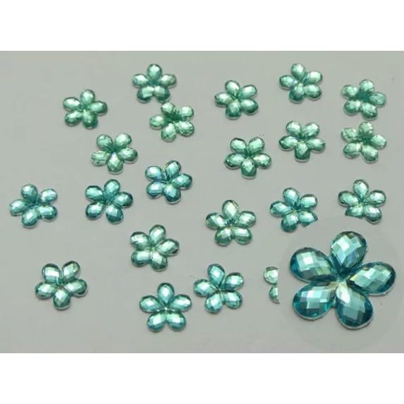 U8MO 500 Shiny Flatback Acrylic Faceted Flower Rhinestone Gems 8mm Color For Choice-Blue