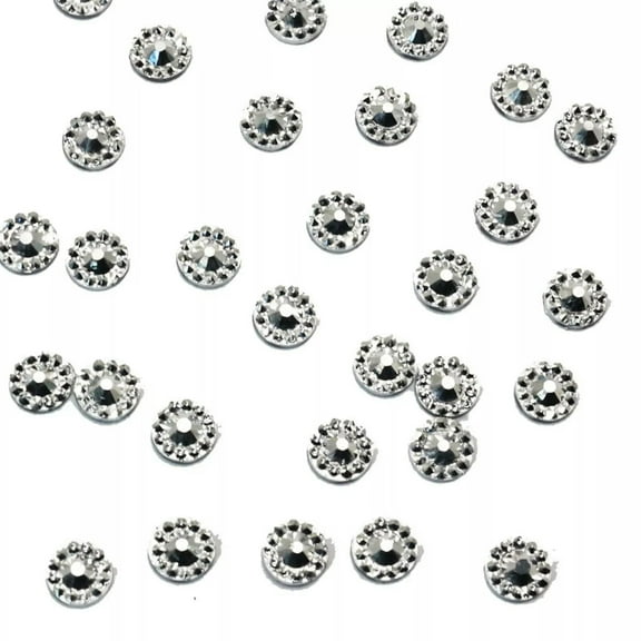 U8MO 500 Shiny Silver Flatback Acrylic Tiny Round Rhinestone Gems 5mm Nail Art Tips