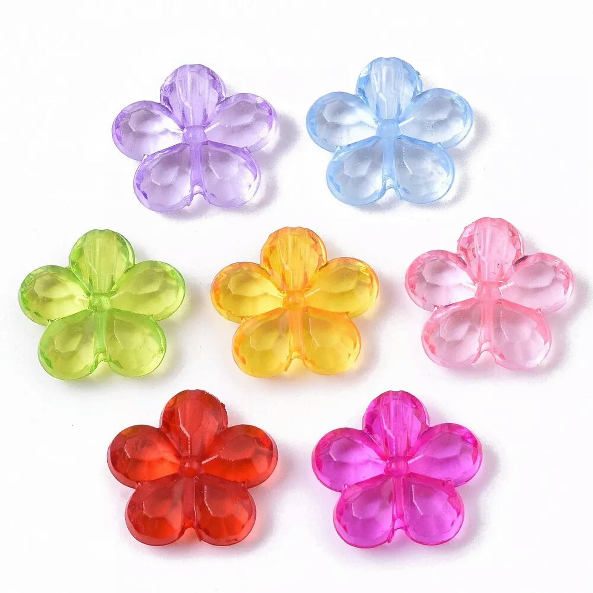 U8MO 500 g Transparent Faceted Acrylic Flower Beads Crafts Jewelry Making 14x14x4mm