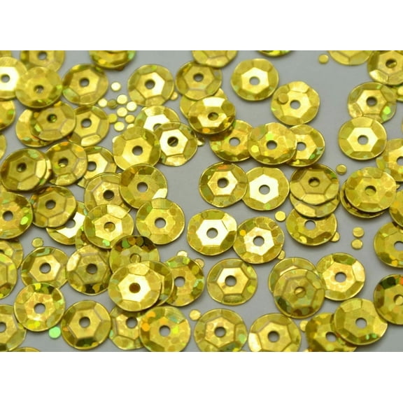 U8MO 5000 Golden Hologram 6mm CUP round loose sequins Paillettes sewing Wedding craft
