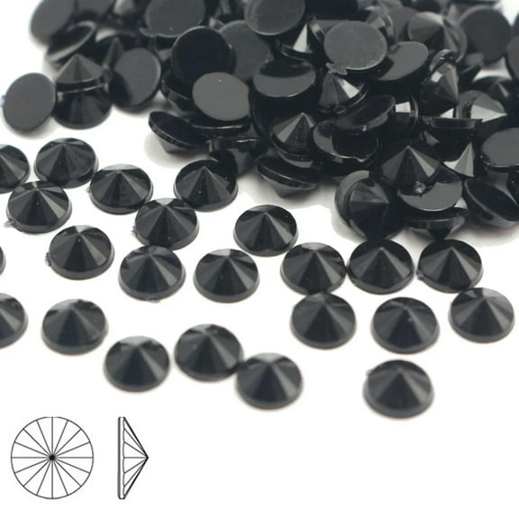 U8MO 5000 Jet Black Acrylic Flatback Round Rivoli Rhinestone Gems 5mm Cone Shaped
