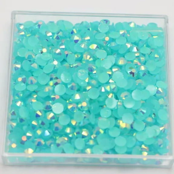 U8MO 5000pcs 4mm SS16 Jelly AB Crystal Flatback Resin Round Rhinestones Glue on Gems-Aqua Blue AB