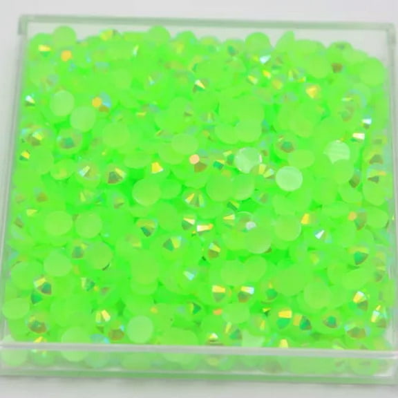 U8MO 5000pcs 4mm SS16 Jelly AB Crystal Flatback Resin Round Rhinestones Glue on Gems-Light Green AB