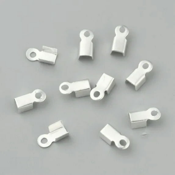 U8MO 5000x Iron Folding Crimp Ends Fold Over Crimp Cord Ends Jewelry Findings 6x3mm-Silver