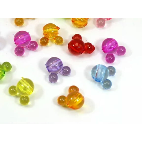 U8MO 500Gram/1200pcs Mixed Color Various Acrylic Mouse Face Beads 12mm Wholesale-Mixed Transparent Color