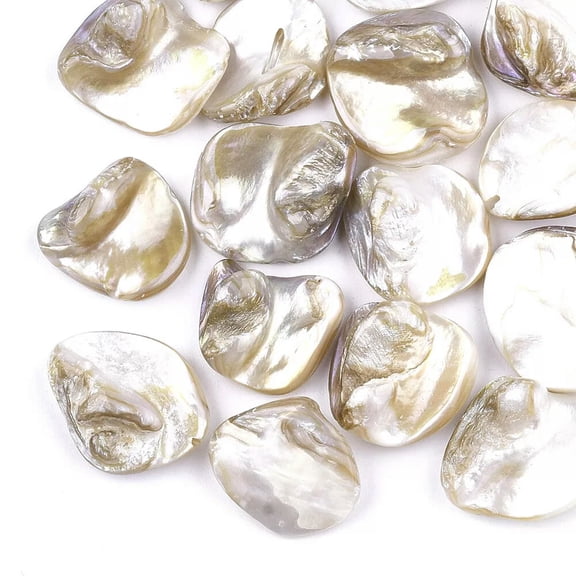 U8MO 500g LightKhaki Shell Pearl Chip Beads Mini Loose Spacer Beads Crafting 18~22mm