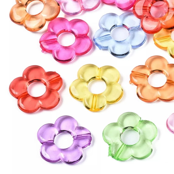 U8MO 500g Transparent Clear Acrylic Links Beads Flower Beads Spacer Crafts 18x19x4mm