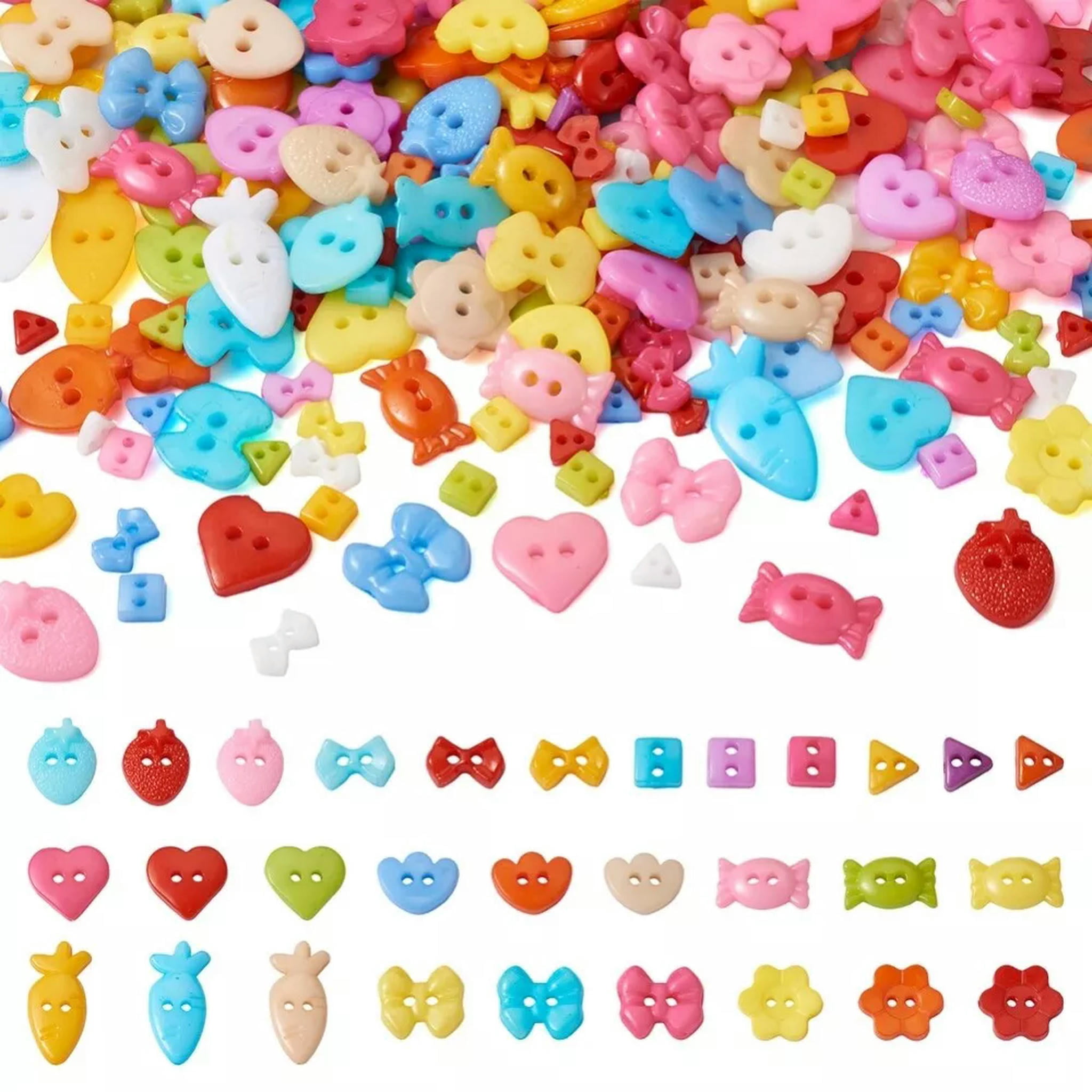 U8MO 500pc 2-hole Plastic Buttons Cute Flower Bowknot Heart Sewing Buttons 5.5~24.5mm