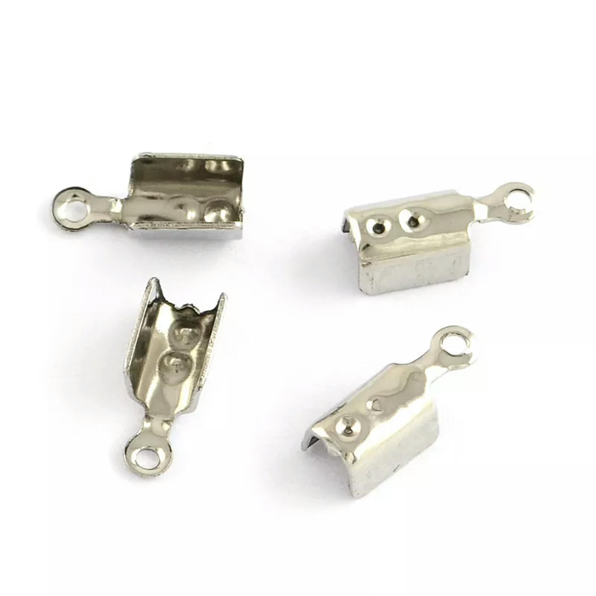U8MO 500pcs 304 Stainless Steel Fold Over Cord Ends Crimp Tips End Findings 10x3.5mm