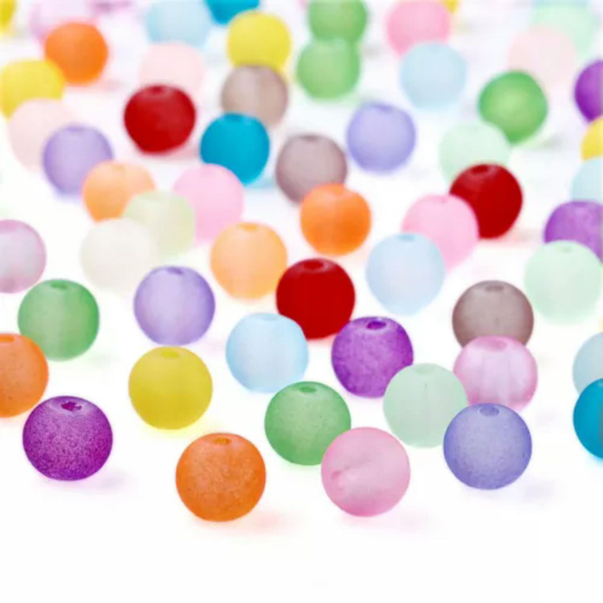 U8MO 500pcs Colorful Frosted Glass Beads Round Smooth Matte Loose Bead Beading 4~10mm-8mm