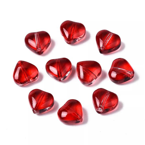 U8MO 500x Glass Heart Beads Mixed Jewelry Supplies Craft Beads Red Spacer Beads
