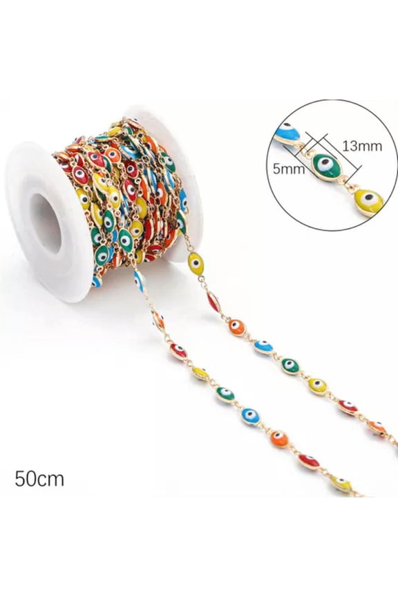 50CM Flower Beaded Colorful Chain Metal Chains For Jewelry Making DIY Bracelet-13mm Eye