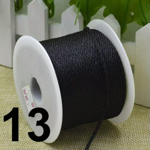 U8MO 50Meter Nylon String Chinese Satin Silk Braided Cord 1mm Love Binding Rope Spool-13# Black