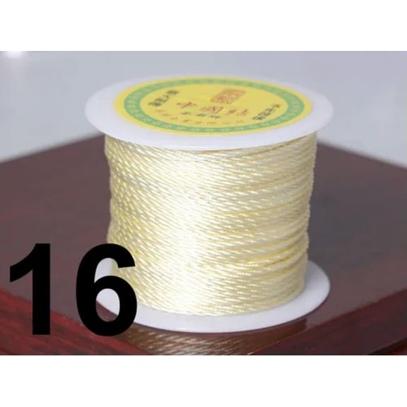 U8MO 50Meter Nylon String Chinese Satin Silk Braided Cord 1mm Love Binding Rope Spool-16# Ivory