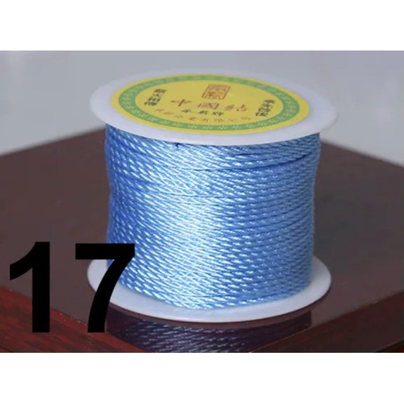 U8MO 50Meter Nylon String Chinese Satin Silk Braided Cord 1mm Love Binding Rope Spool-17# Light Blue