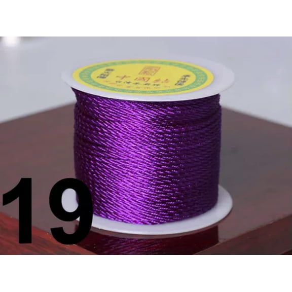 U8MO 50Meter Nylon String Chinese Satin Silk Braided Cord 1mm Love Binding Rope Spool-19# Purple