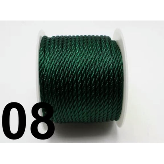 U8MO 50Meter Nylon String Chinese Satin Silk Braided Cord 2mm Love Binding Rope Spool-8# Dark Green