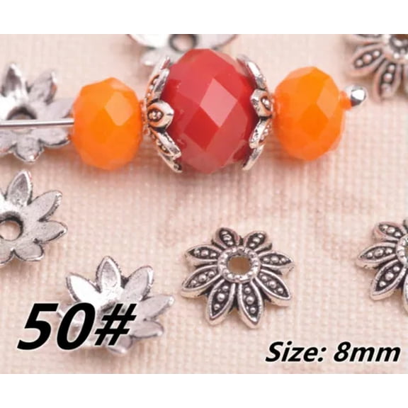 U8MO 50PCS Tibetan Silver Metal Loose Spacer Beads Bead Caps Lot for Jewelry Making-50#
