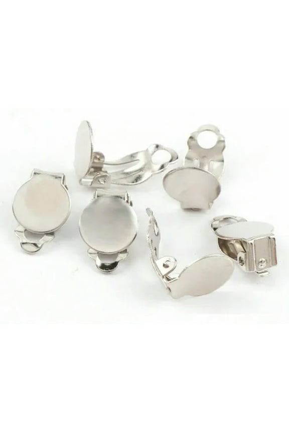 50Pcs Clip On Ear Snap Earring with 10mm Pad Lever Back Jewelry Finding-Bright Silver