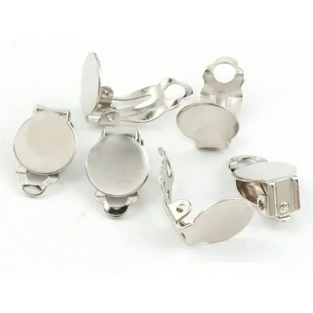 Ear Pin Clips U8MO 50Pcs Clip On Ear Snap Earring with 10mm Pad Lever Back Jewelry ...