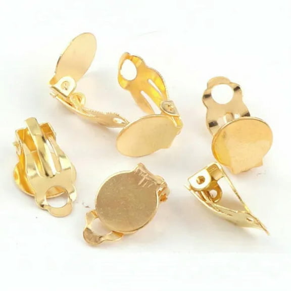 U8MO 50Pcs Clip On Ear Snap Earring with 10mm Pad Lever Back Jewelry Finding-Golden