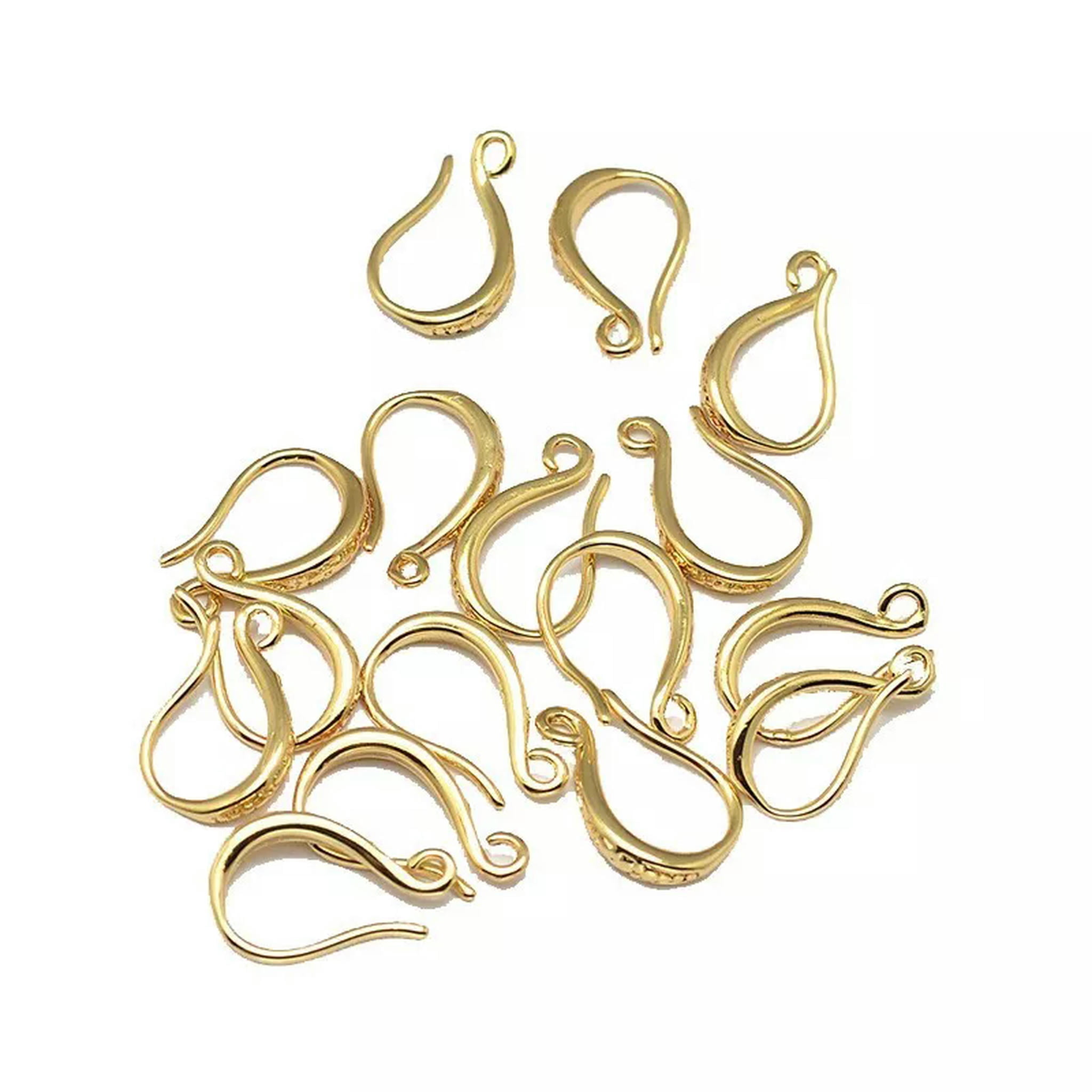 U8MO 50Pcs Ear Wire Brass Earring Hooks with Horizontal Loop Jewelry Finding 15x9x2mm