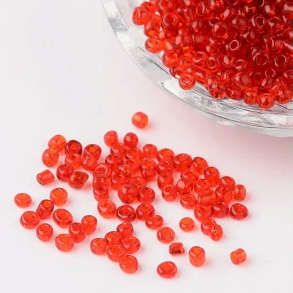 U8MO 50g Solid Color Glass Tiny Beads Round Transparent Loose Bead Spacer Craft 2~4mm-Red-4mm,about 620pcs