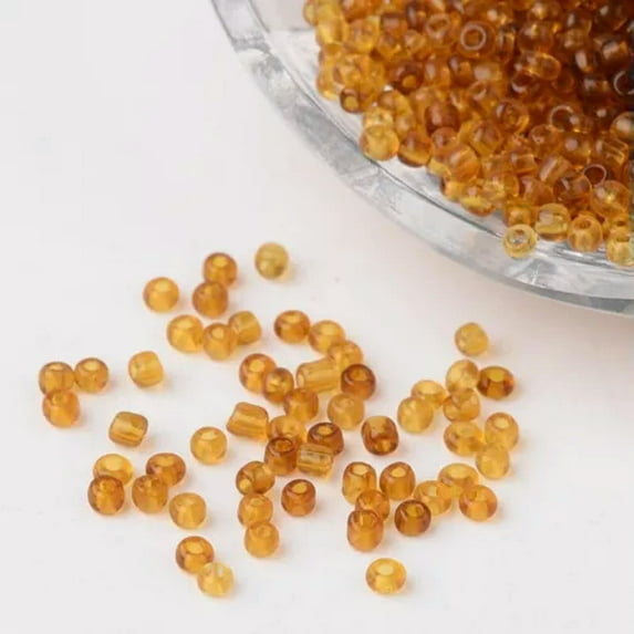 U8MO 50g Solid Color Glass Tiny Beads Round Transparent Loose Bead Spacer Craft 2~4mm-SandyBrown-2mm,about 3100pcs