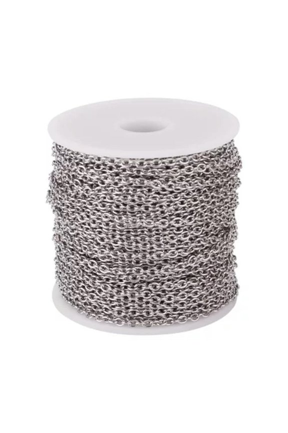 50m 304 Stainless Steel Cable Chains Necklace Bracelet Jewelry Making With Spool-3x2x0.6mm