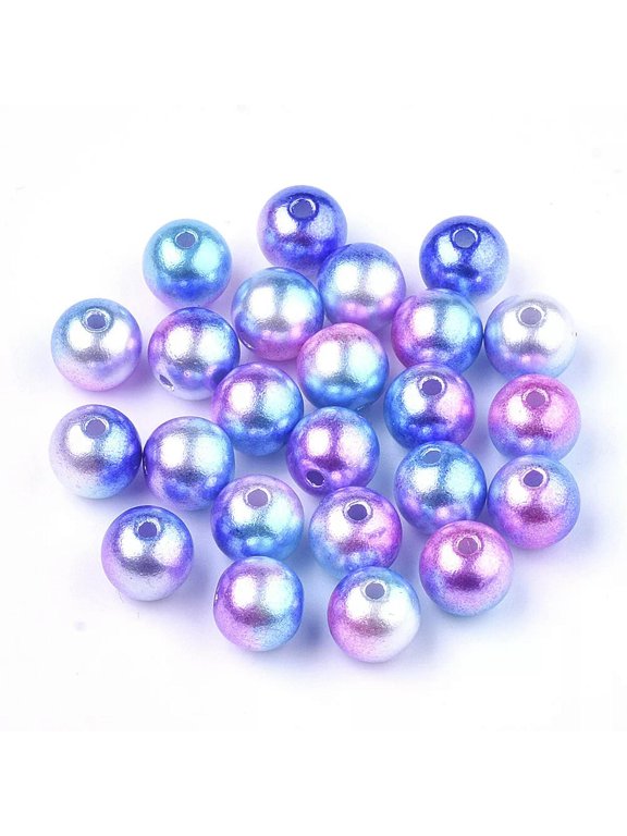 50pc Rainbow ABS Plastic Round Beads Mini Loose Spacer Earring Making 11.5~12mm