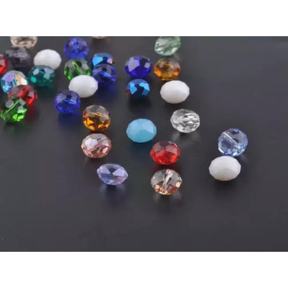 U8MO 50pcs 10mm Rondelle Faceted Crystal Glass Loose Beads for Jewelry Making DIY-Mixed Random