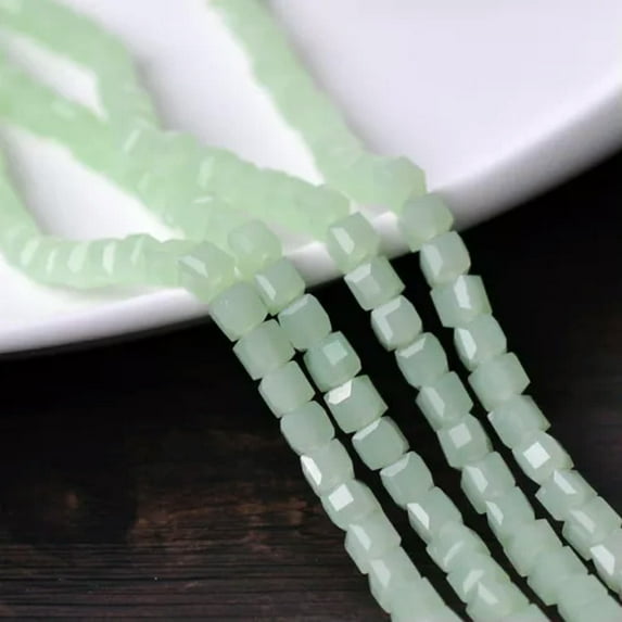 U8MO 50pcs 6mm Cube Faceted Cut Crystal Glass Loose Beads Lot for Jewelry Making-49# Jade Light Green