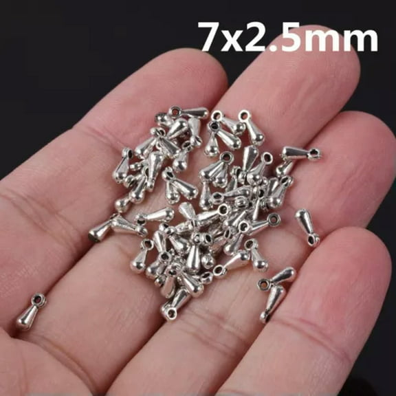 U8MO 50pcs 7mm 12mm Small Teardrop Metal Loose Pendant Beads for Jewelry Making-7mm