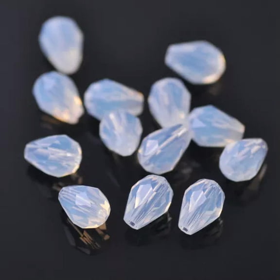 U8MO 50pcs 7x5mm Small Teardrop Faceted Crystal Glass Losse Beads Bulk Wholesale Lot-143# Opal White