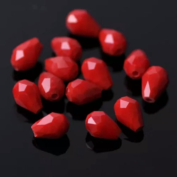 U8MO 50pcs 7x5mm Small Teardrop Faceted Crystal Glass Losse Beads Bulk Wholesale Lot-306# Opaque Light Red