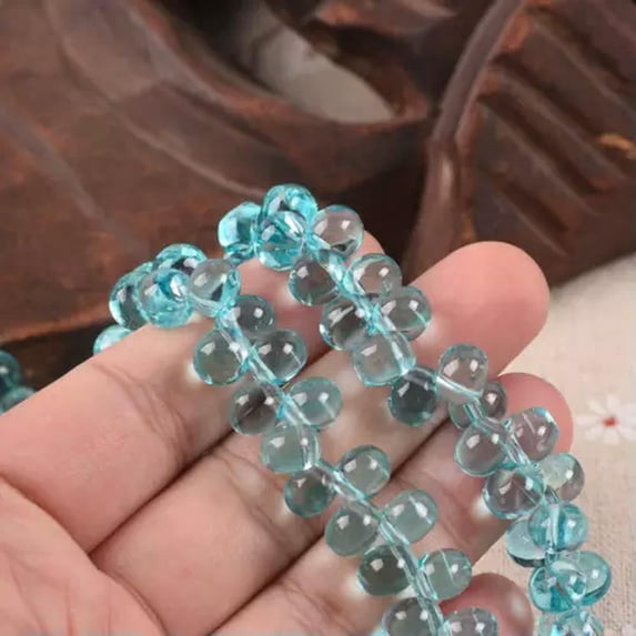 U8MO 50pcs 8mm Side Hole Rondelle Crystal Glass Loose Spacer Crafts Beads DIY Jewelry-Lake Blue